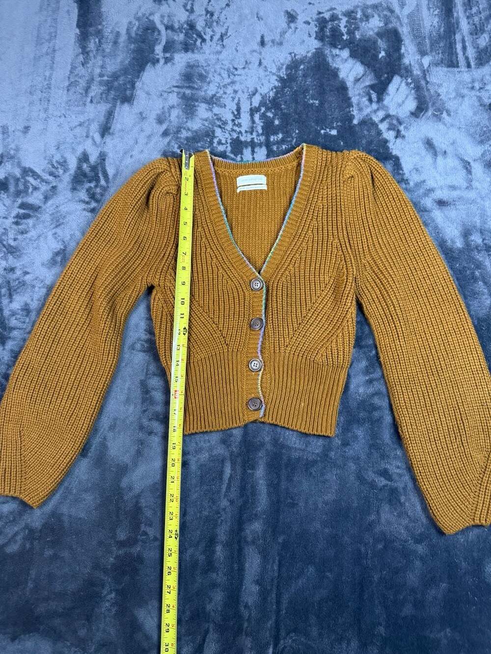 Women’s Urban Outfitters Turner Ribbed Button-Down Cardigan Mustard Brown#108
